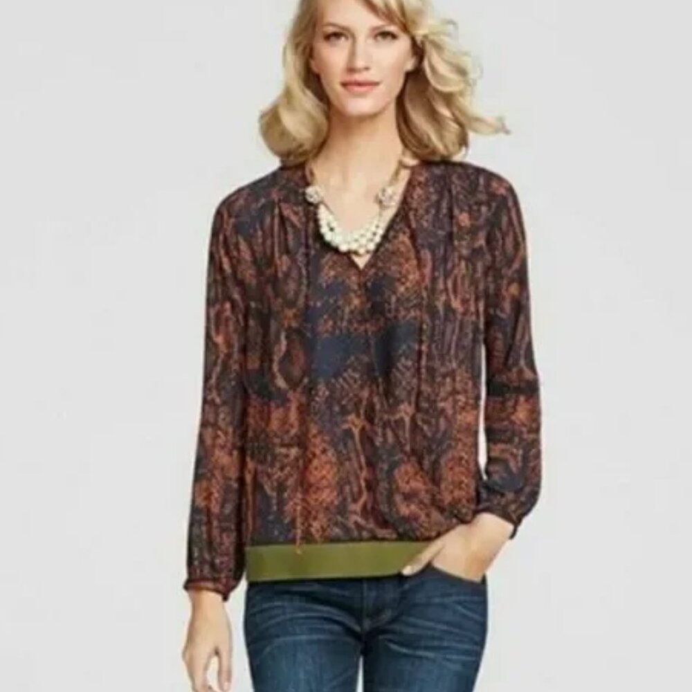 Cabi Border Wrap Python Print Blouse In Orange & … - image 2